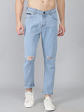 Slim Men Light Blue Jeans Light Blue Kneeslit