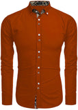 Men Solid Casual Brown Shirt Dark Orange